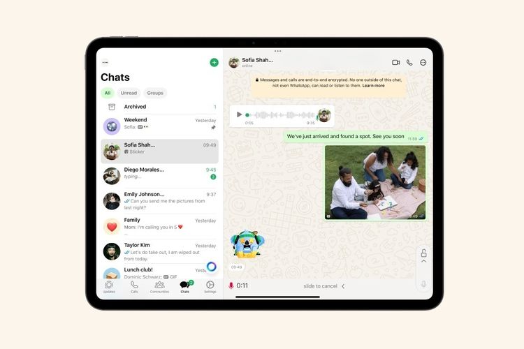 foto: aplikasi whatsapp ipad
