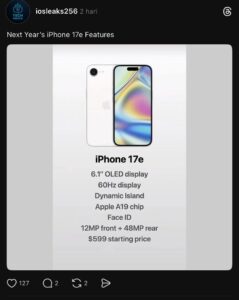 foto: Bocoran iPhone 17e