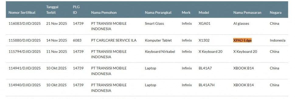 foto: infinix xpad edge