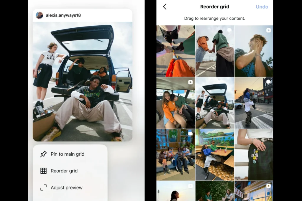 foto: reorder grid instagram