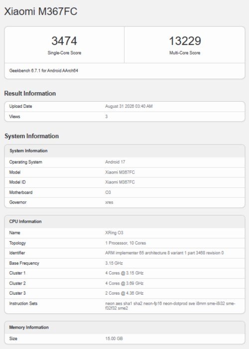 foto: Skor Geekbench Xiaomi Pad 9 Pro Max