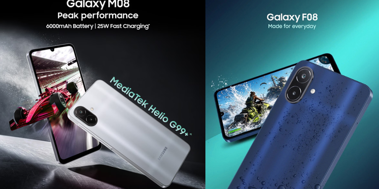 foto: Samsung Galaxy M08 dan Samsung Galaxy F08